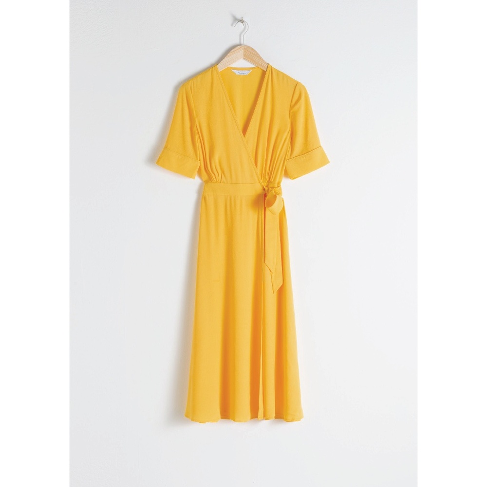 & Other Stories Paris Atelier Yellow Midi Wrap Dress (0)